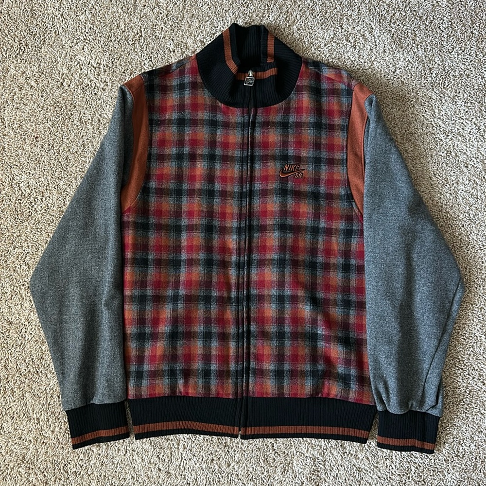 TODD JORDAN NIKE SB MULTI COLORED CHECKERED PRINT WOOL TRACK JACKET (Medium)